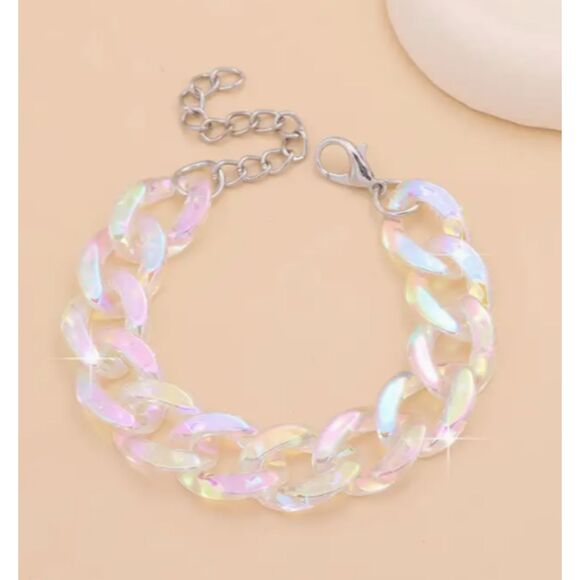Shiny Iridescent Acrylic Large Link Bracelet - Picture 6 of 6